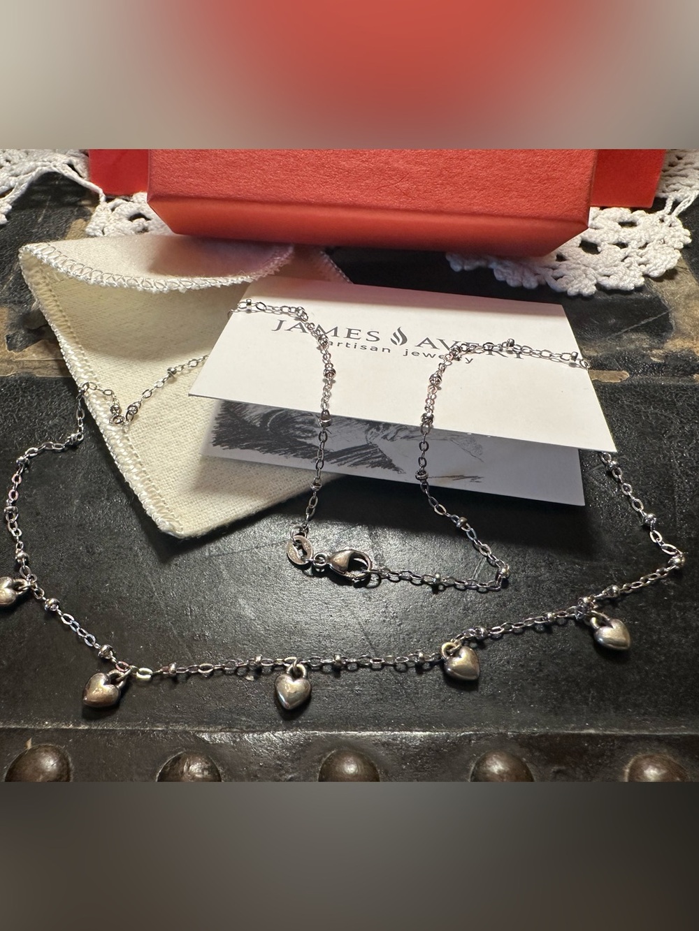 Brand New James Avery Heart Drop Necklace 925 Sterling Silver 18”